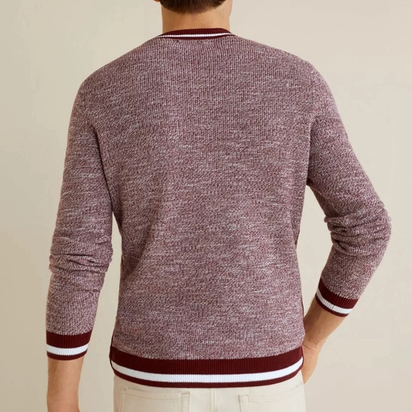 NWT - Mango Men’s Contrast-Edge Flecked Sweater - US Size S - Picture 3 of 8